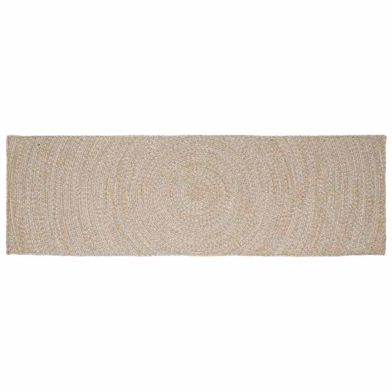 Tappeto da area moderno in juta lavabile vidaXL, colori naturale e bianco, L 250 cm x P 80 cm