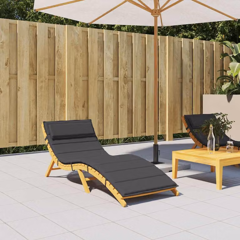 vidaXL Cuscino per Lettino Nero in Tessuto Oxford e Poliestere, L: 180 cm, P: 60 cm, H: 4 cm