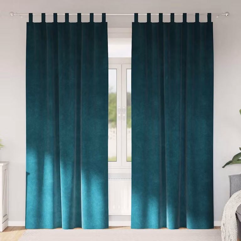 Set di 2 tende oscuranti in velluto vidaXL, colore verde, L: 140 cm x H: 225 cm