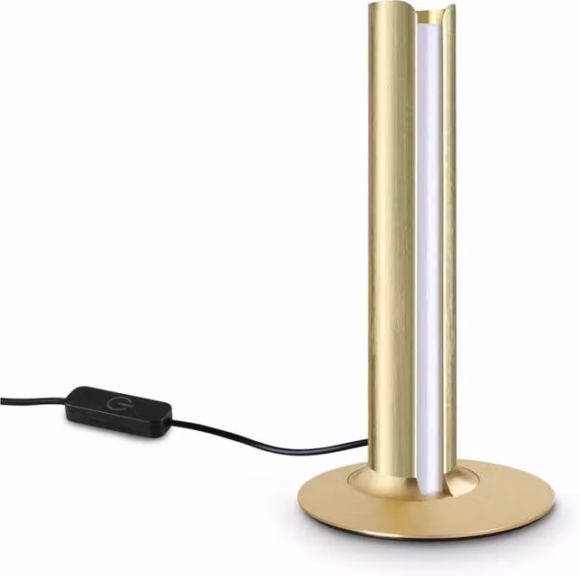 Lampada da tavolo LED Dorica Ideal Lux in ottone color oro con luce bianca calda