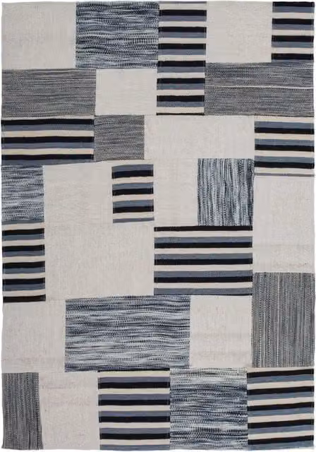 Tappeto rettangolare Omnia di Kendra Home in seta, lana e cotone color beige, annodato a mano