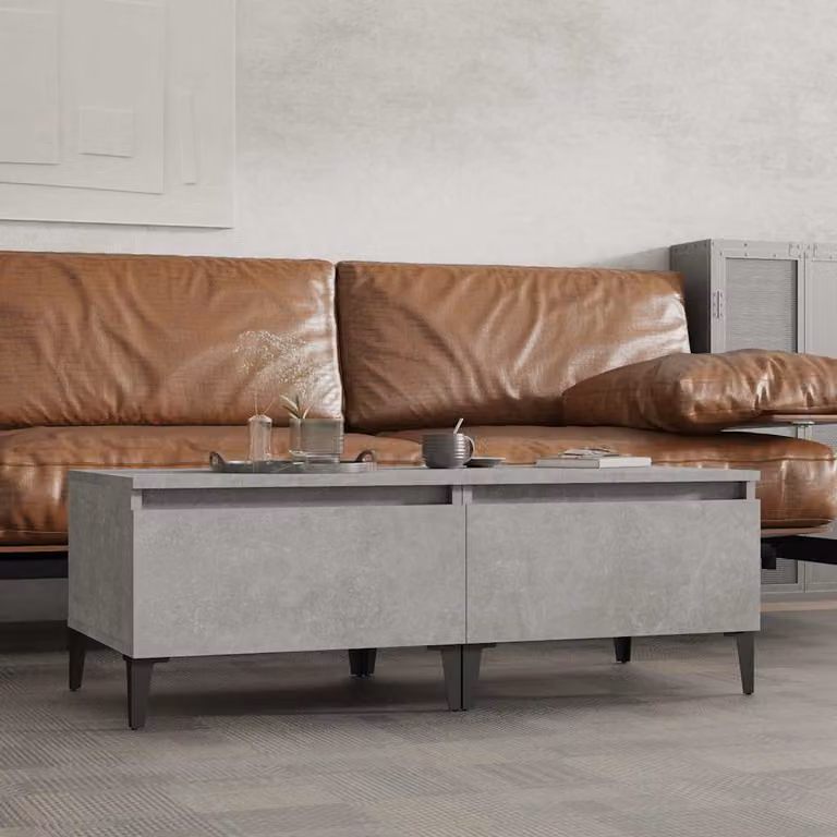 Set di 2 tavolini vidaXL in stile industriale, colore grigio cemento, L/P/H: 50 x 46 x 35 cm