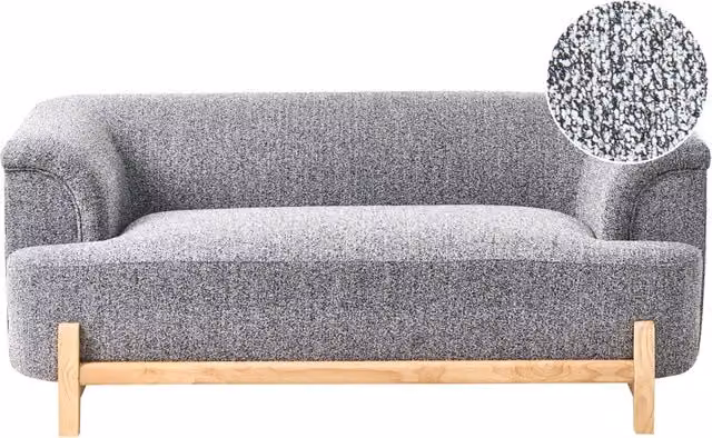 Divano a 2 posti Beliani in stile moderno con rivestimento in tessuto grigio e gambe in legno per il tuo soggiorno