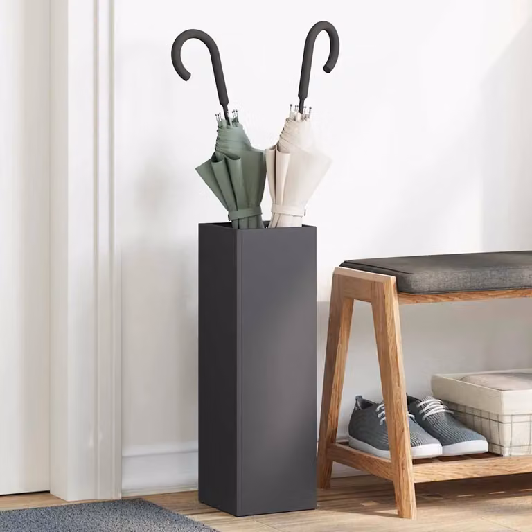 Stand per ombrelli da pioggia vidaXL in metallo nero L/P/H: 15,5 x 15,5 x 49 cm