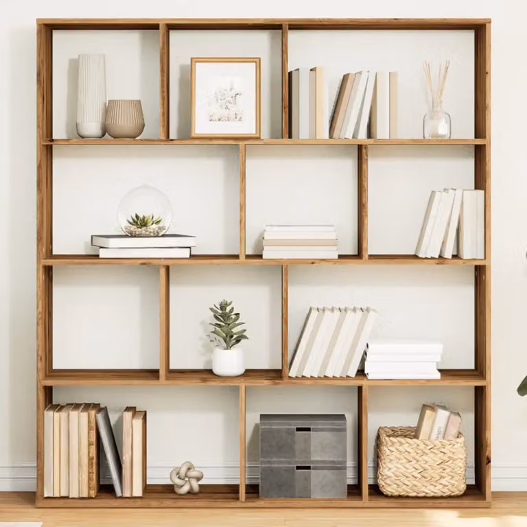 Libreria artigianale vidaXL in legno multistrato e MDF color marrone per soggiorno L: 132 cm, P: 29 cm, H: 141,5 cm