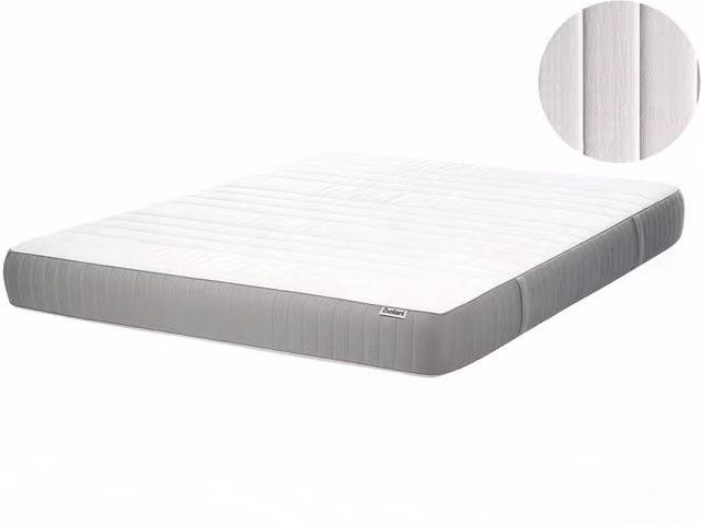 Materasso matrimoniale in gel BELIANI con rivestimento sfoderabile e regolazione della temperatura, bianco e grigio, L: 140 cm, P: 200 cm, H: 20 cm