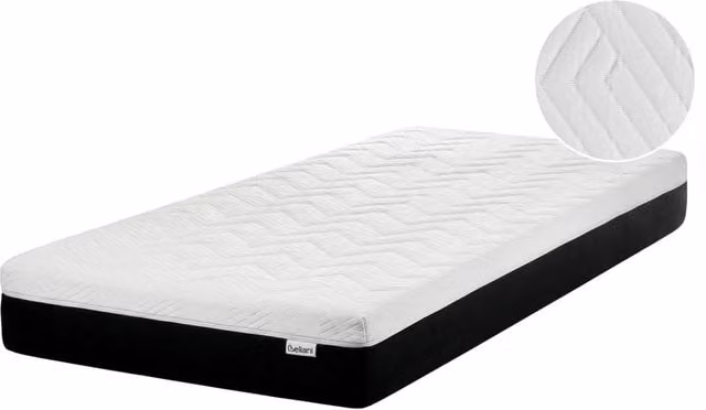 Materasso in schiuma gel BELIANI bianco con rivestimento antibatterico sfoderabile L 90 x P 200 x H 25 cm