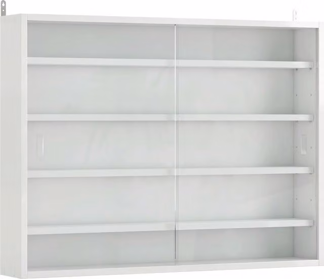 Vetrina da parete HOMCOM in legno bianco con ripiani regolabili e 2 ante scorrevoli in vetro L 80 cm, P 9,5 cm, H 60 cm