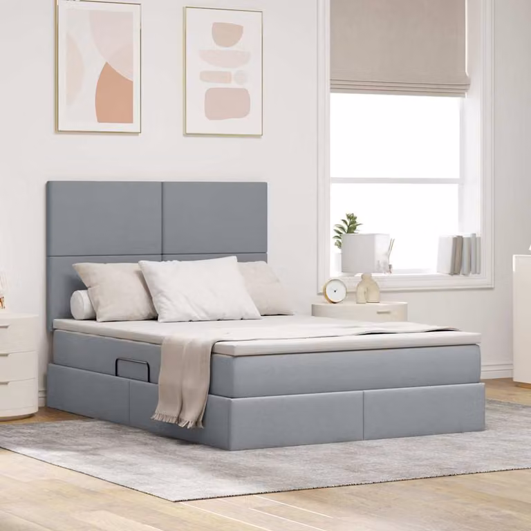 Letto con contenitore e materasso vidaXL Grigio chiaro L: 140 cm, P: 200 cm, H: 204 cm