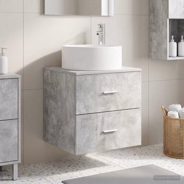 Mobile Lavabo da Parete vidaXL Moderno Grigio Cemento L: 49,5 cm, P: 44,5 cm, H: 65,5 cm