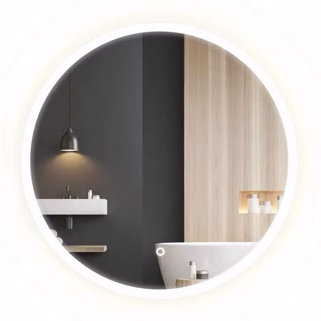 Specchio rotondo con luce LED Rea bianco, diametro: 80 cm