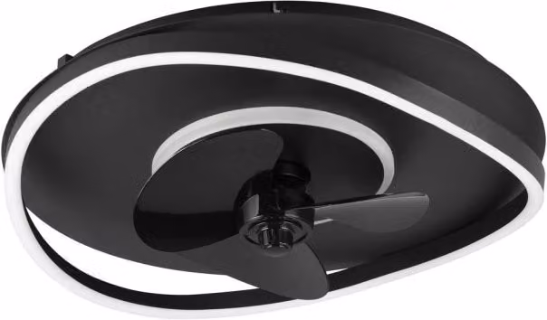Ventilatore a soffitto con lampada LED Trio Leuchten SORTLAND nero con telecomando e funzione dimmerabile