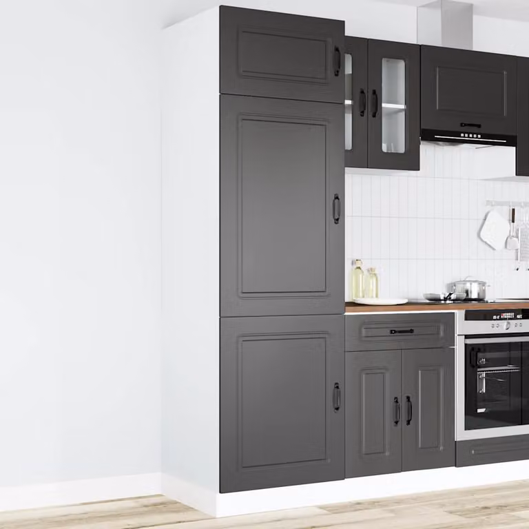 vidaXL Armadio da Cucina Kalmar Moderno Nero Opaco in Legno MDF L/P/H: 57 x 60 x 207 cm