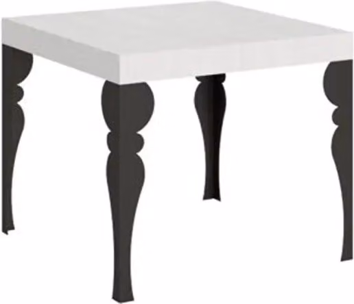 Tavolo allungabile moderno Itamoby in finitura bianco frassino con gambe in metallo antracite L: 90-246 cm, P: 90 cm, H: 77 cm