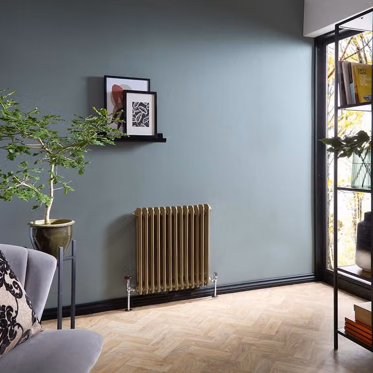Radiatore Tradizionale a Doppia Colonna Orizzontale HudsonReed in Acciaio Oro L: 60,5 cm, H: 60 cm