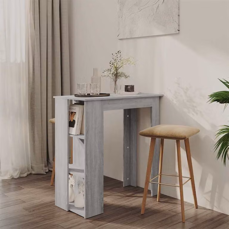 Tavolino da Bar Moderno vidaXL con Ripiani, Grigio, L 102 cm x P 50 cm x H 103,5 cm