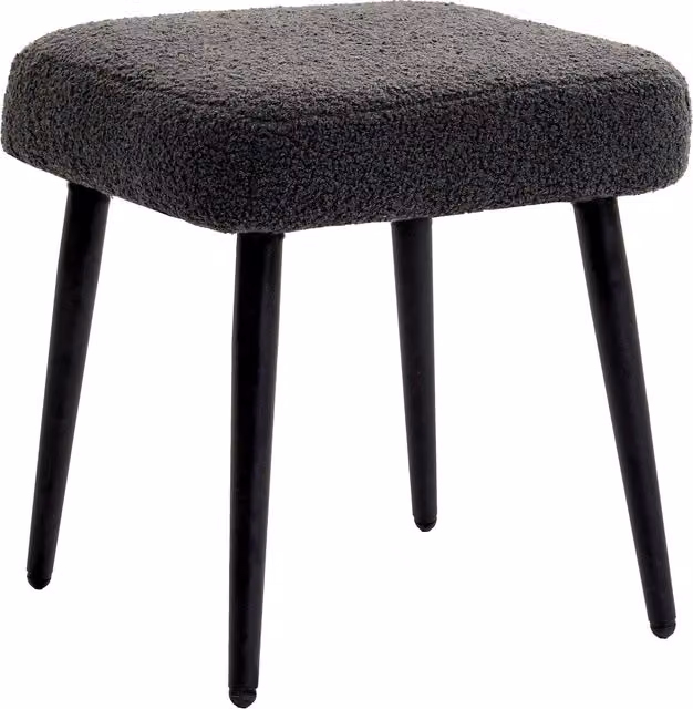 Sgabello con poggiapiedi e seduta imbottita HOMCOM in tessuto effetto cachemire con gambe in metallo, L 42 x P 42 x H 44 cm, Grigio scuro
