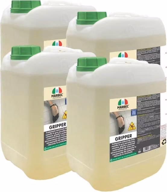 Trattamento antiscivolo per pavimenti Marbec GRIPPER a base acquosa trasparente confezione da 4 x 5 l