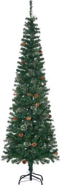 Albero di Natale Realistico HOMCOM con Pigne Decorative e 556 Rami, Altezza: 195 cm, Verde