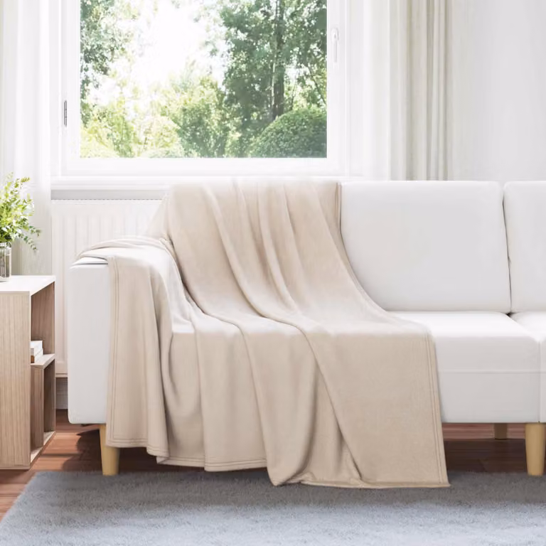 Set di 24 coperte in pile vidaXL beige per adulti, morbide e lavabili, L 200 cm x P 150 cm