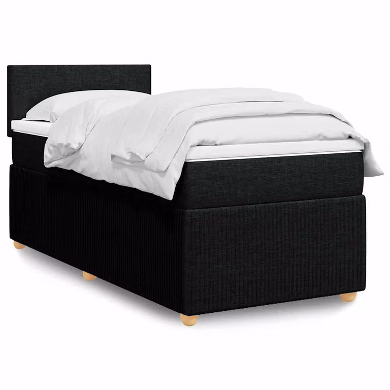 vidaXL Giroletto a Molle Ibrido con Materasso in Tessuto Nero e Bianco L/P/H: 200 x 90 x 100,5 cm