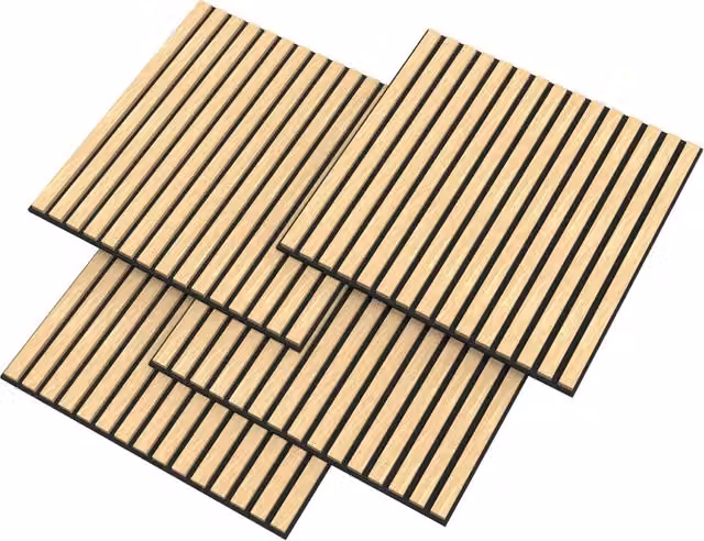 Set di 8 pannelli acustici NUOVO.HOLZ effetto rovere chiaro, superficie in MDF, 2,88 m²