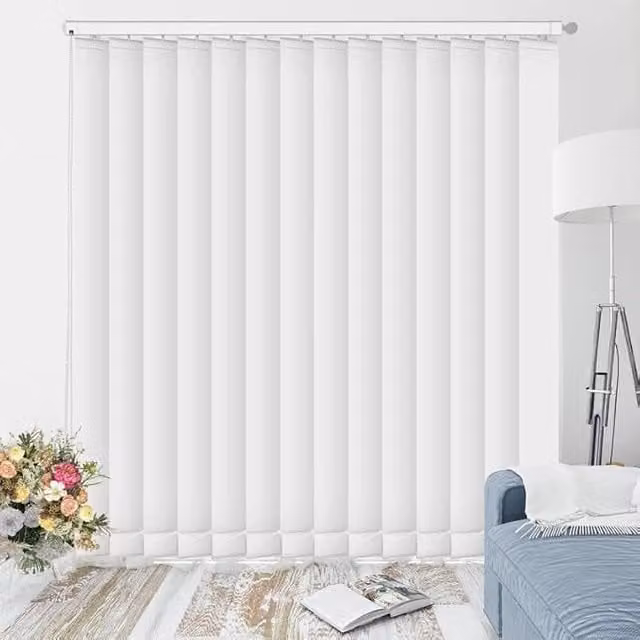 Tenda Verticale Shantung Tendeevolution Semi-trasparente Colore Beige e Bianco con Attacco a Parete L: 200 cm x H: 300 cm