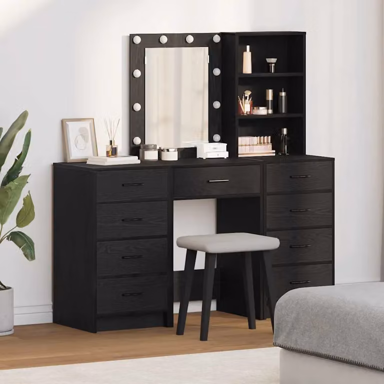 vidaXL Tavolo da Trucco Moderno Nero L 40 cm, P 41 cm, H 135 cm