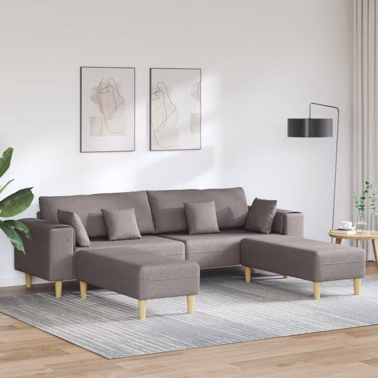 Divano angolare a U vidaXL Talpa in tessuto con cuscini, disponibile in beige o grigio