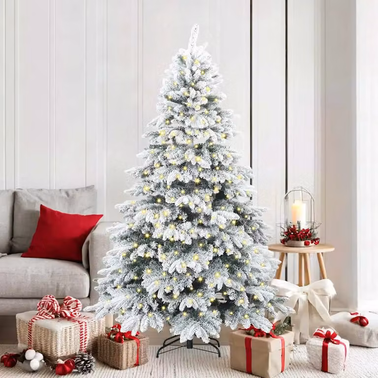 Albero di Natale artificiale bianco vidaXL con 300 LED luce bianca calda in PE e PVC, Altezza: 180 cm