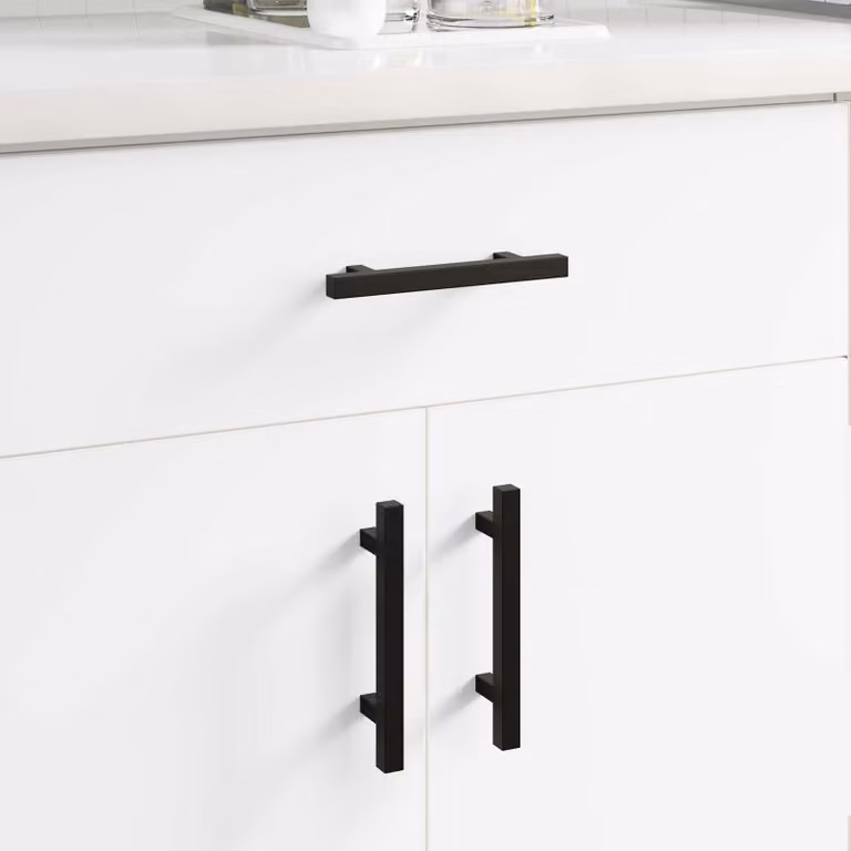 Set di 2 maniglie per armadio vidaXL in acciaio inossidabile nero opaco, L: 15,0 cm, H: 3,52 cm, P: 1,23 cm