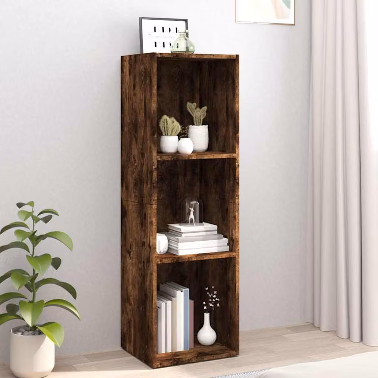 vidaXL Mobile TV e Libreria Rovere Fumo in Legno Multistrato e MDF, L: 36 cm, P: 30 cm, H: 114 cm