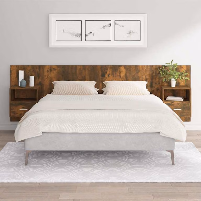 vidaXL Testiera Letto con Comodini Integrati in Legno Marrone L: 160 cm, P: 80 cm, H: 80 cm