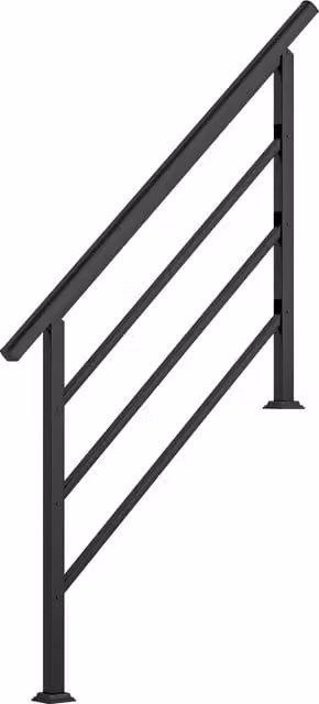 Corrimano per scale Outsunny con kit di installazione e angolo regolabile per 1-4 gradini, Nero, Lunghezza: 131 cm