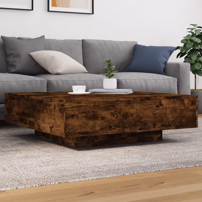 vidaXL Tavolino da Salotto Moderno in Legno Rovere Fumo Marrone L/P/H: 100 x 100 x 31 cm