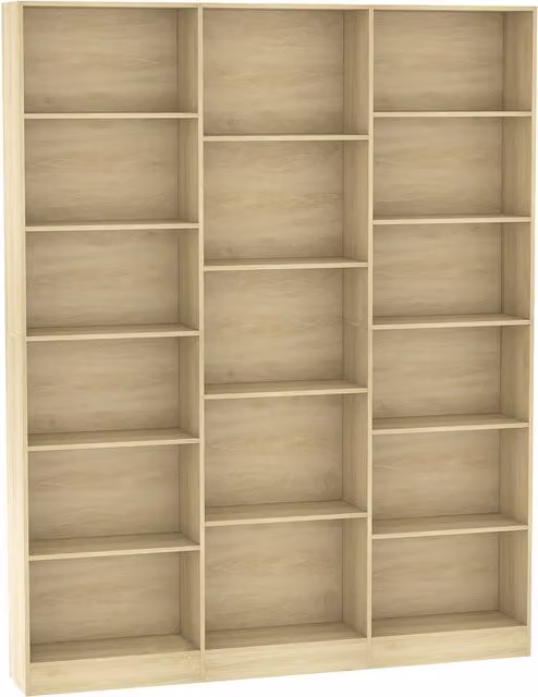 Libreria HOMCOM a 6 livelli con 17 scomparti e ripiani regolabili, Rovere, L: 149 cm, P: 23,6 cm, H: 188 cm