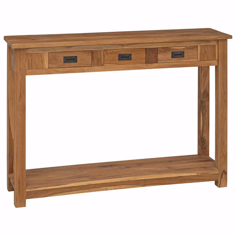 vidaXL Tavolo consolle in legno di teak solido naturale L: 110 cm, P: 30 cm, H: 80 cm