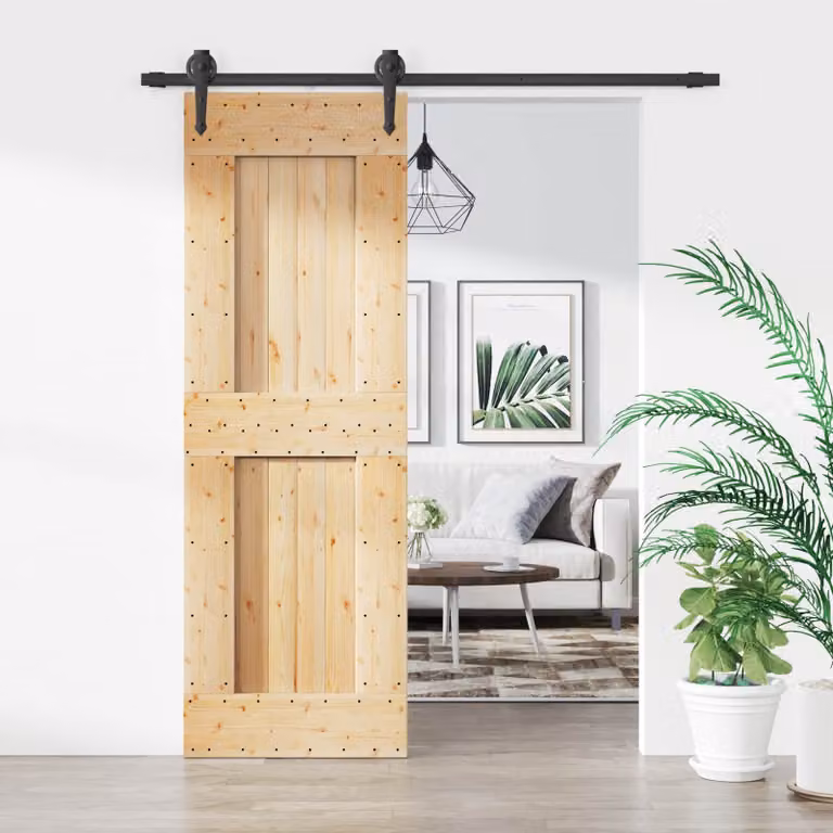 Porta scorrevole moderna vidaXL in legno e acciaio, colore marrone e nero, L: 70 cm, H: 210 cm