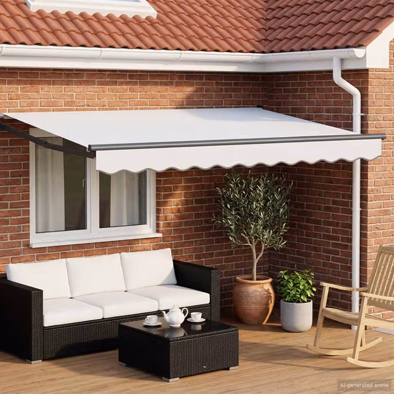 Tenda retrattile manuale con LED vidaXL, Bianco e Antracite, L: 350 cm x P: 250 cm