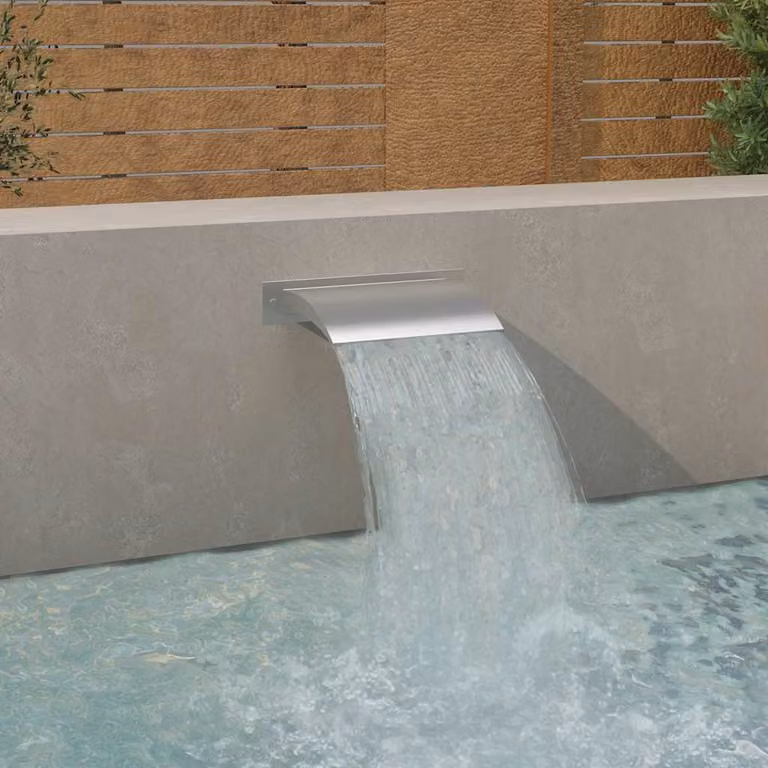 vidaXL Fontana per Piscina in Acciaio Inox Argento L: 45 cm, P: 26 cm, H: 13 cm