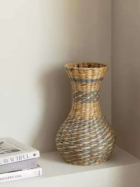 Vaso piccolo in fibra naturale grigio Kenay Home