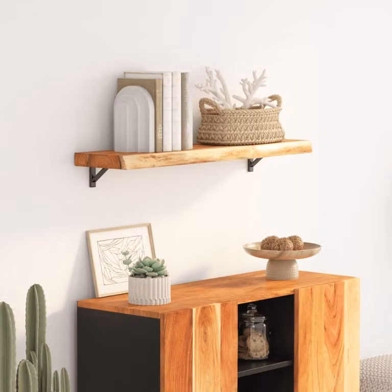 vidaXL Mensola a Muro in Legno di Acacia Marrone con Bordi Vivi, Stile Rustico, L 90 x P 30 x H 2,5 cm