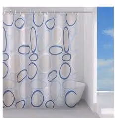 Tenda doccia in PVC Gedy CIOTOLI Azzurro e Bianco L: 120 cm, H: 200 cm