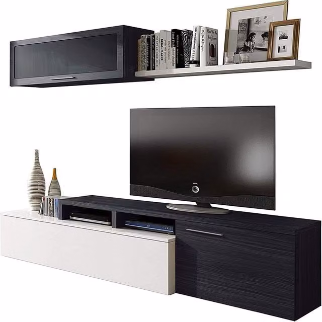 Parete A Giorno HabitDesign Grigio e Bianco L/P/H: 200 x 41 x 44 cm