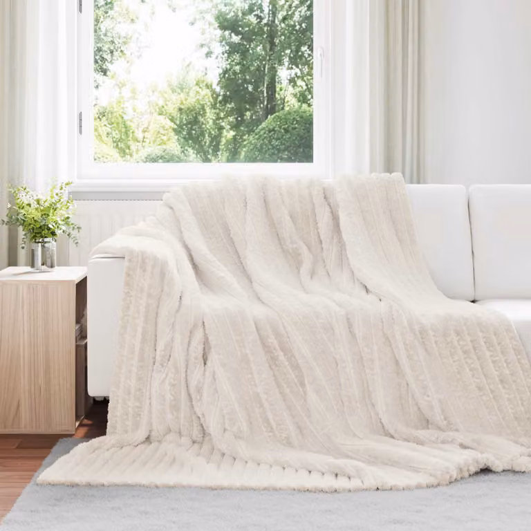 Set di 6 coperte in pile vidaXL colore beige L 240 cm x P 220 cm