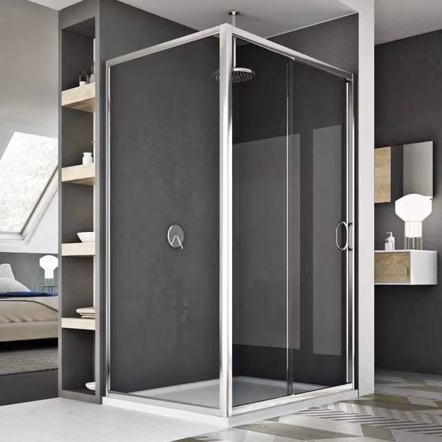 Box Doccia Rettangolare Idralite Replay Duo 1 con Anta Scorrevolente Trasparente L/P/H: 130 x 90 x 185 cm