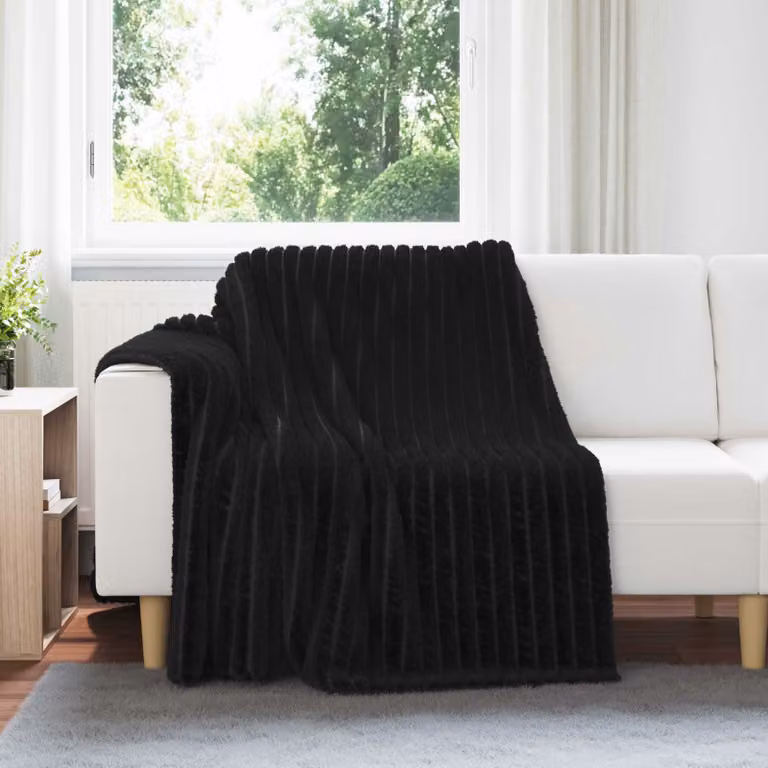 Coperta in pile morbida vidaXL Nero L: 200 cm, P: 150 cm