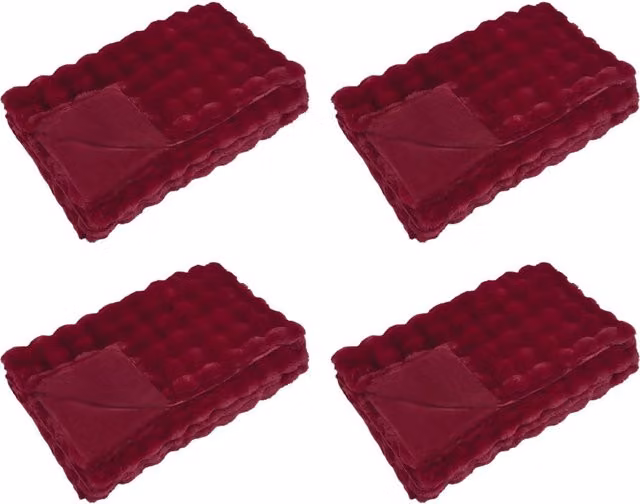 Set di 4 copertine antiscivolo Olite in ecopelliccia rossa, morbide e soffici, L 150 cm x P 130 cm x H 4 cm