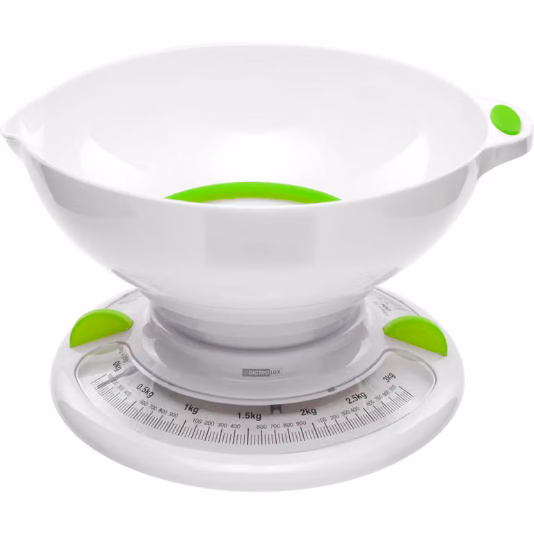 Bilancia da cucina meccanica Dictrolux con display analogico, bianca, capacità 3 kg