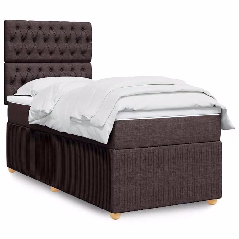 vidaXL Letto Ibrido con Materasso e Struttura Imbottita Marrone e Bianco L/P/H: 100 x 200 cm